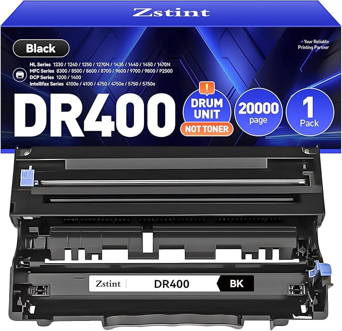 DR400 Drum Unit (Not Toner) Replacement for Brother DR400 DR-400 Imaging Drum Compatible with Brother Intellifax-4100e 4750e 5750e HL-1240 DCP-1200 1400 8350 MFC-8300 MFC-8500 MFC-9600 P2500 Printer