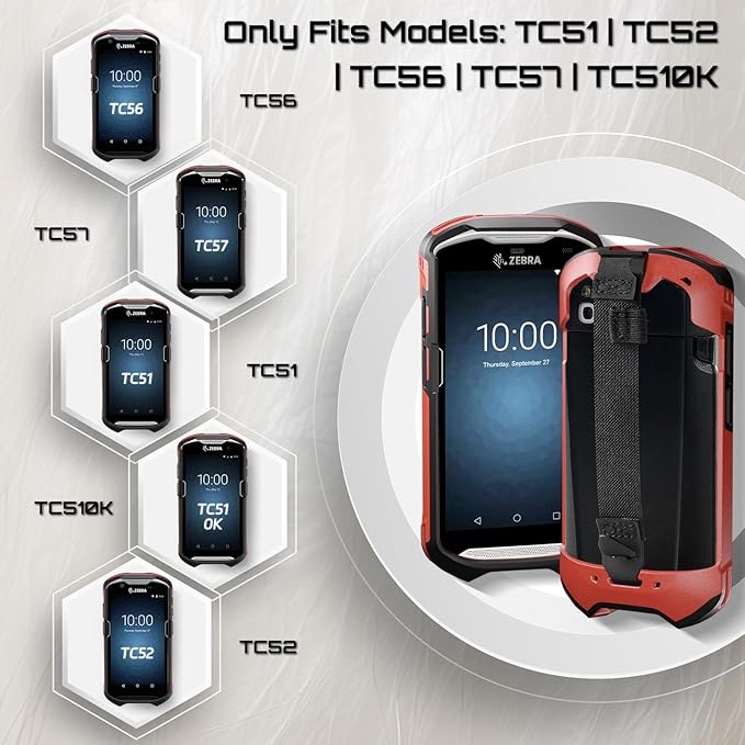 TC51 TC52 TC56 TC57 TC510K Case with Hand Strap - Protective & Ergonomic for Zebra Handheld Barcode Scanners SG-TC5X-EXO1-01 SG-TC5X-EXONHS-01 (Red)