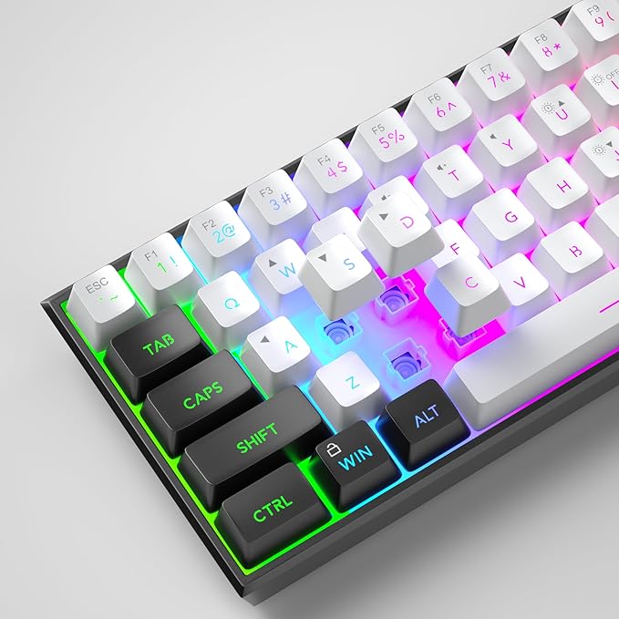 MageGee Mini 60% Gaming Keyboard, RGB Backlit 61 Key Ultra-Compact Keyboard, TS91 Ergonomic Waterproof Mechanical Feeling Office Computer Keyboard for PC, MAC, PS4, Xbox ONE Gamer(Black White)……