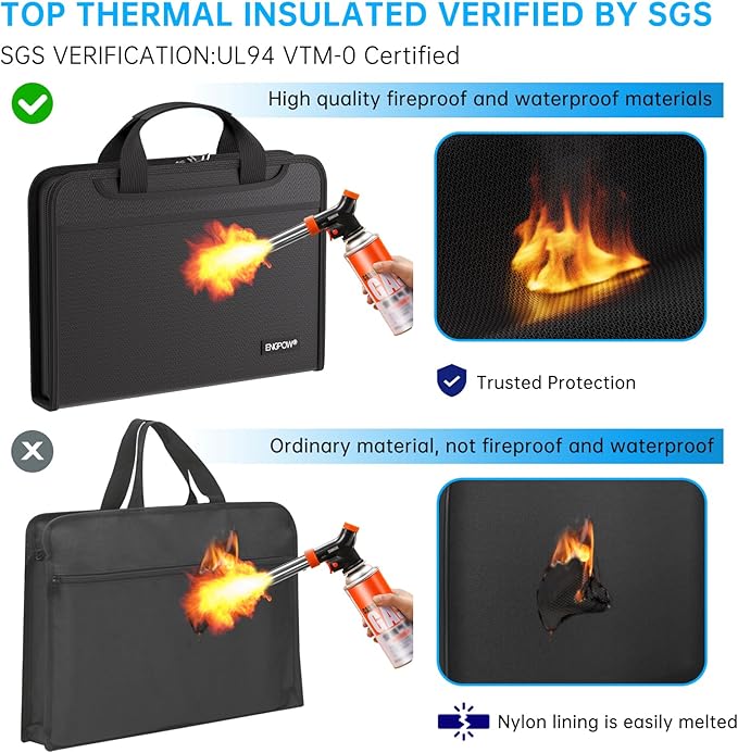 ENGPOW Accordion File Organizer,Fireproof Expanding File Folder with Multi Pockets,13 Colorful Pockets Document Organizer with Handle & Labels,Portable Home Travel Safe Storage for Letter A4 Files