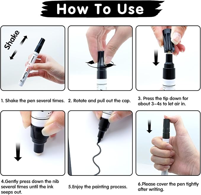 Black Paint Pens Permanent Markers - 2 Pack Oil Based Quick Dry Waterproof Markers for Plastic, Tire, Rubber,Wood, Rocks, Metal, Canvas, Dark Surface,Craft Art Supplies,Medium Point