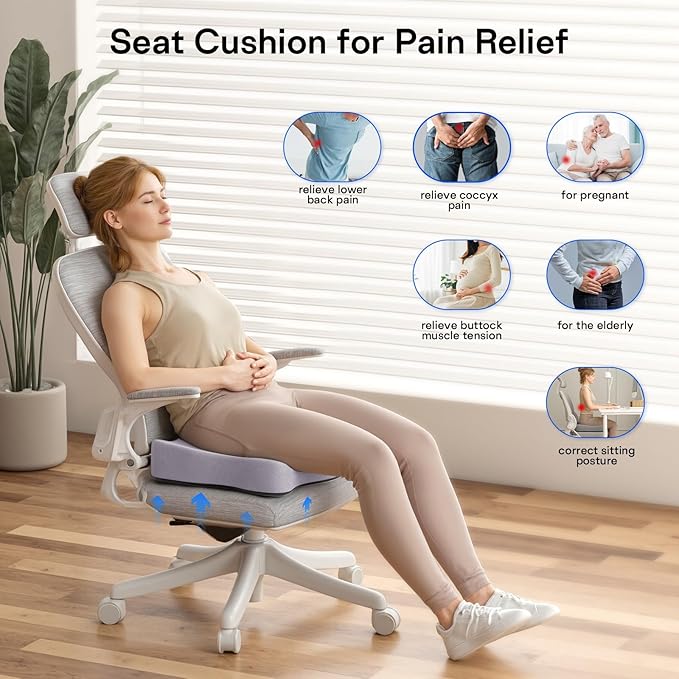 Seat Cushions for Office Chairs - Pressure Relief Seat Cushion - Car Seat Cushions for Pressure Relief, Tailbone Pain, Sciatica & Back Pain Relief for Office Chairs (Purple)