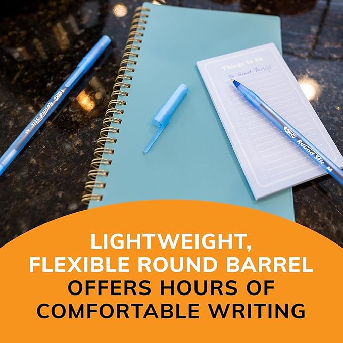 BIC Round Stic Xtra Life Ballpoint Pens Bulk - Pack of 300 Blue Ink Pens - Medium point 1.0 mm (Blue)