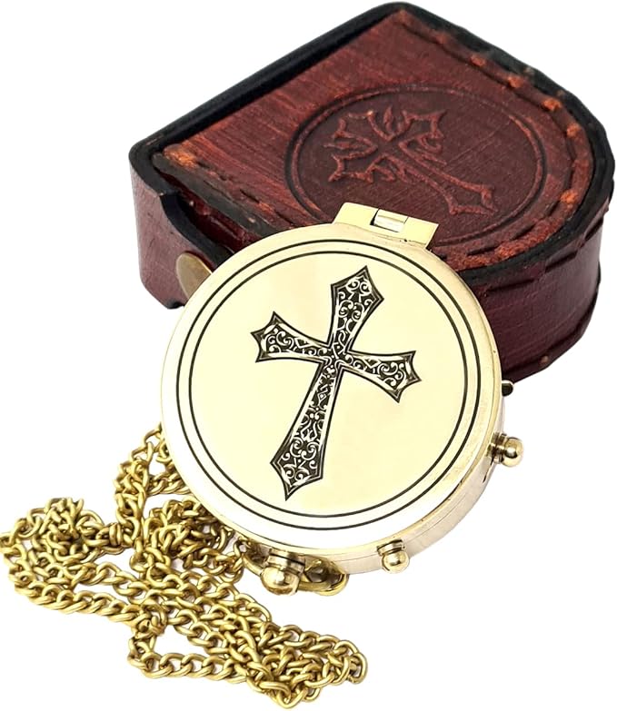 Brass Compass Engraved with Religious Scripture Verse - Ideal Gift for Son, Grandson, Daughter - Perfect for Baptism, Communion, Church and Graduation Day Present