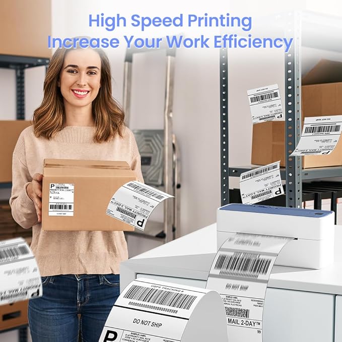 Phomemo Thermal Label Printer, 4X6 Shipping Labels Printer for Small Business, Wireless Label Printers for Package for Phone & Pad & PC, Used for Ebay, UPS, Shopify, TikTok, USPS, FedEx, DHL, Temu