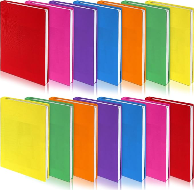 Sherr 14 Pack Stretchable Jumbo Book Sleeve Covers 14.5 x 9 Inch Stretchable Book Covers Fabric Book Cover Protector Reusable Book Cloth for Classroom Most Hardcover Book About 9 x 12 Inch
