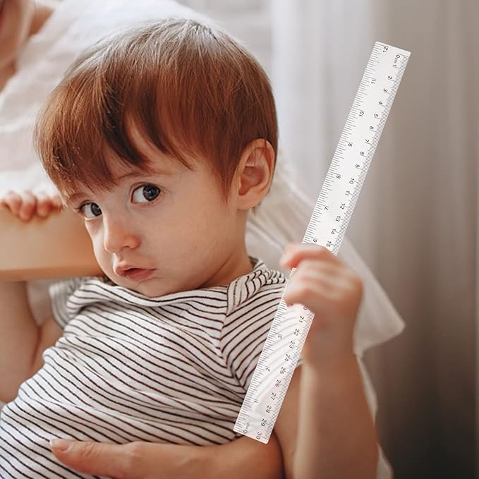 Koogel 40 PCS Plastic Straight Rulers, Plastic Measuring Tool, 12 Inch Shatterproof Clear Ruler Bulk for Classroom with Centimeters and Inches for Student, Kids, School, Office, Home