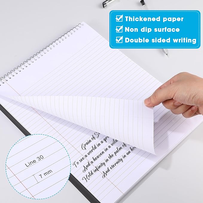 Faccito 12 Pack Top Steno Spiral Notebooks Bulk Top Bound Steno Pads Spiral Book11 x 8-1/2" 100 Sheets College Ruled Paper Notebooks for Office School University Work Supplies (Assorted Colors)