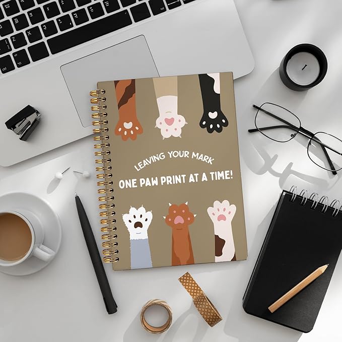 Funny Cat Notebook, Cats Lover Gifts Notebooks for Note Taking, Cat Mom Lady Gifts for Women Journal, Leaving Your Mark Cute Kitten Paws Journals for Writing, 5.5x8.3 Inch