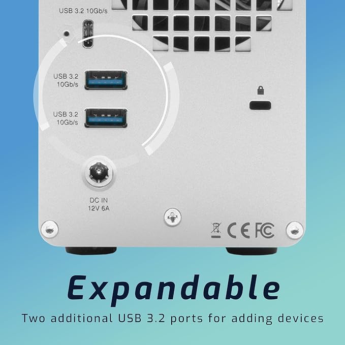 OWC 8TB Mercury Elite Pro Dual USB-C/Thunderbolt 3 External Raid Storage Enclosure with 3Port HUB for Mac and PC