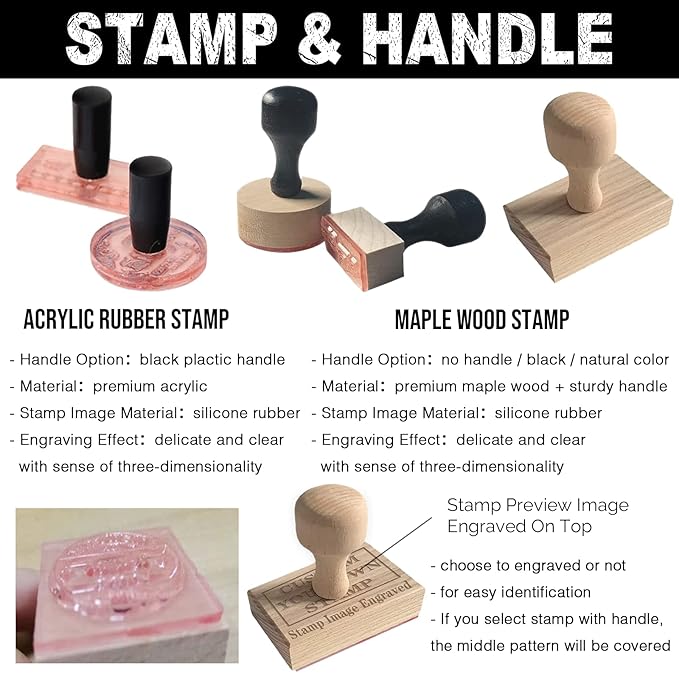 Custom Stamp with Logo Text - Personalized Rubber Stamp with Handle - Address Stamps for Business or Crafting - Rectangle 2"x4"