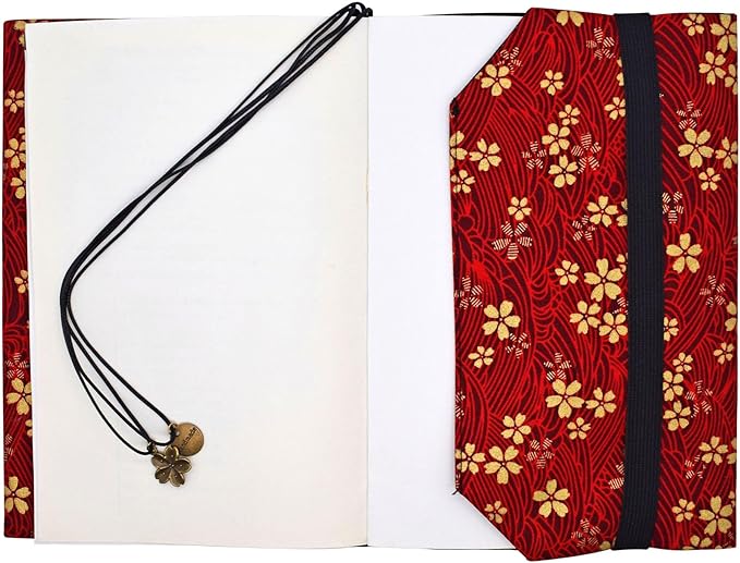 BLBMH A5 Book Cover for Paperbacks- Adjustable Fabric Book Sleeve Cover Protector Fit for 5.5x8.2 inch Hardcover Softcover Book Novels Notebook -Red Cherry Blossoms