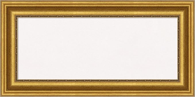 Amanti Art White Cork Board for Wall, 18x36 Vision Board with Gold Frame, Medium Corkboard Office Decor for Home Organization, Traditional Corkboard Pinboard to Display Items for Home Organization in