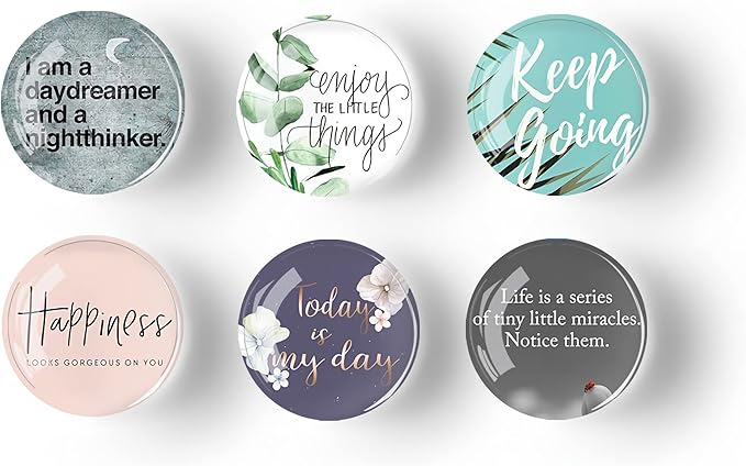 12Pcs Glass Strong Magnetic Refrigerator Magnet Fridge Sticker,Motivational Fridge Magnets Decoration for Crafts,Strong Fridge Magnets for Kitchen, School,Office Whiteboard, Cabinet and Dishwasher