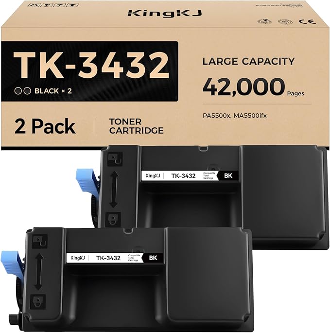 TK-3432 TK3432 Toner Cartridge Black 2-Pack High Yield with Chip Replacement for Kyocera TK-3432 1T0C0W0US0 Compatible with Kyocera ECOSYS PA5500x MA5500ifx Laser Printers,21,000 Pages Monochrome Ink