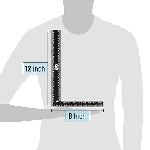 Mr. Pen- Carpenter Square, Framing Square, 8 inch x 12 inch , Carpenters Square , Right Angle Ruler, Framing Tools, L Shape Ruler, Metal Square, Steel Square