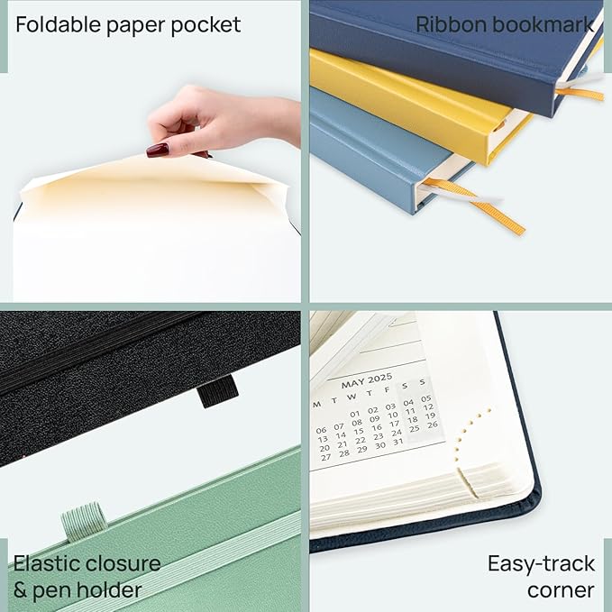 POPRUN Planner 2025-2026, (Large 8.5'' x 10.5'' Hard Cover) Academic Calendar (July 25-June 26) Daily Weekly and Monthly Appointment Book with Hourly Time Slots, Monthly Tabs, 100 GSM - Light Yellow