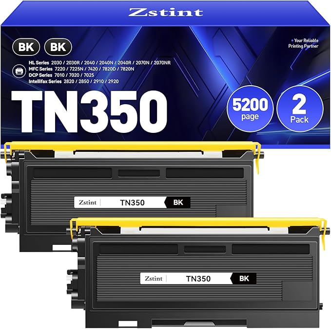 TN350 Toner Cartridge Black 2-Pack Replacement for Brother TN-350 TN350 Compatible with Brother HL-2070N HL-2040 MFC-7420 MFC-7820n intellifax 2820 2920 2850 DCP-7010 DCP-7020 MFC-7220 7225N Printer