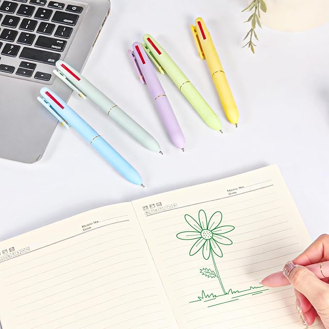 Ddaowanx 4-in-1 Multicolor Ballpoint Pens 0.5mm Fine Point Smooth Writing,nurse accessories for work,gifts for teen girls and Planner, 12-Count (Morandi+Macaroon)