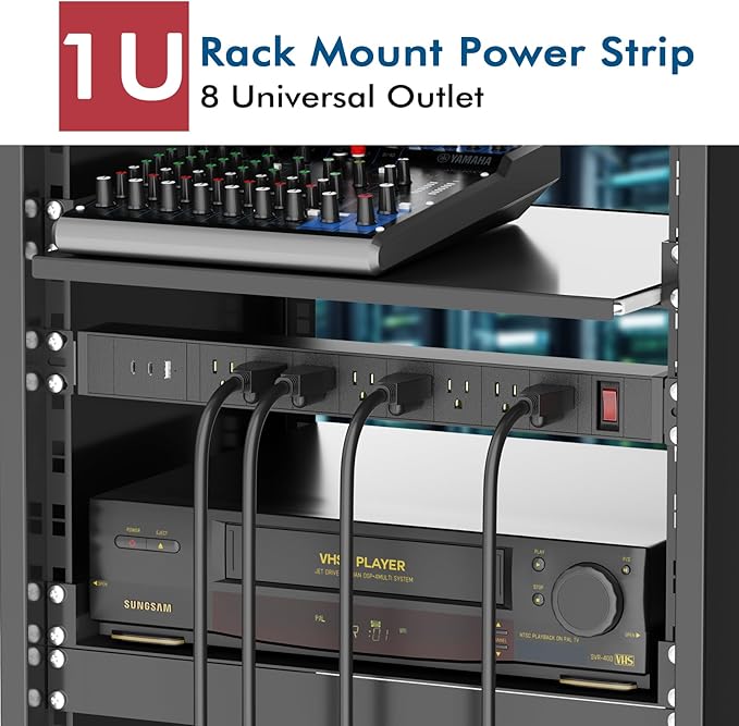 8 Outlet Metal Wall Mount Power Strip,360° Rotatable Mounting,PD 20W USB C Fast Charging,Surge Protector Powerstrip with 6FT Cords,15A 1875W, for Home Office Industrial Garage Commercial