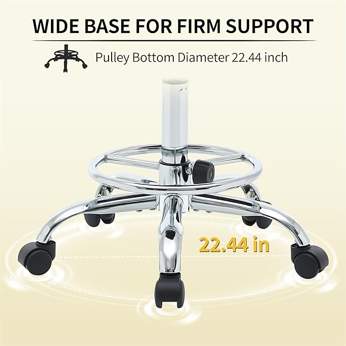 Rolling Massage Chair, Height Adjustable Salon Stool with Wheels 19.5’’-26.6’’, Gray Guitar Stool (Gray)