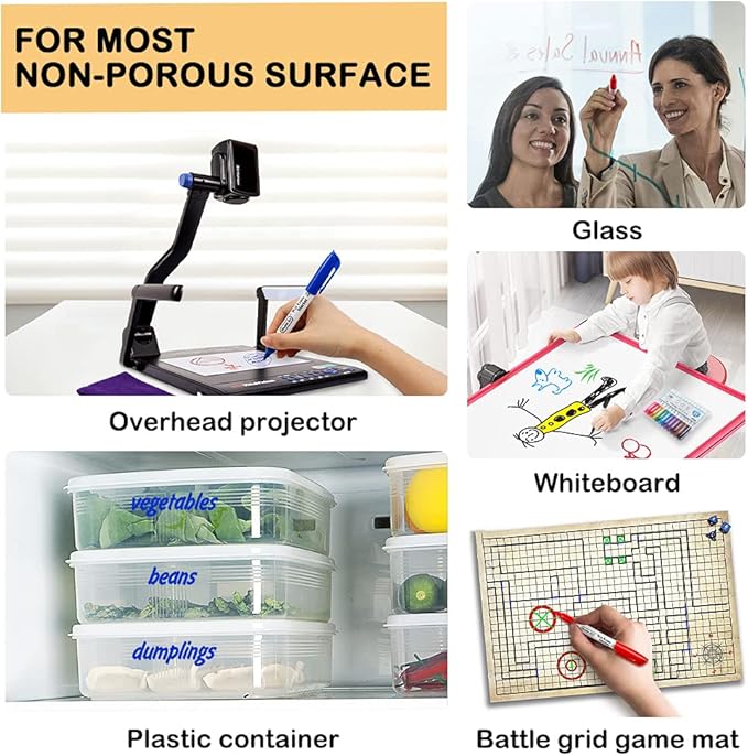 Shuttle Art Wet Erase Markers, 15 Pack Black 1mm Fine Tip Smudge-Free Markers, Use on Laminated Calendars,Overhead Projectors,Schedules,Whiteboards,Transparencies,Glass,Wipe with Water