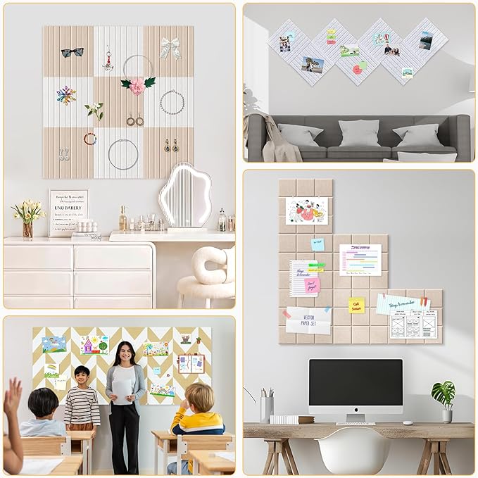 Smarpau Large Cork Board 48"x36", 12 Pack Bulletin Board for Walls, Felt Bulletin Boards Wall Paneling Pin Board Tack Board, Felt Wall Tiles for Office Classroom Decor