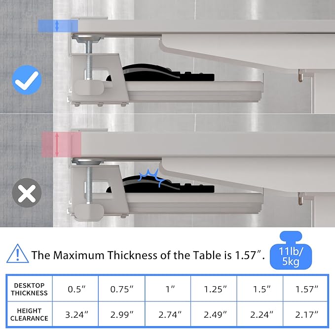 suptek Keyboard Tray Under Desk Pull Out with C Clamp Mount, Computer Keyboard & Mouse Tray, 25.6 (30 Including Clamps) x 11.8 inch Slide-Out Platform Computer Drawer for Typing, Carbon White, DSF1DJW