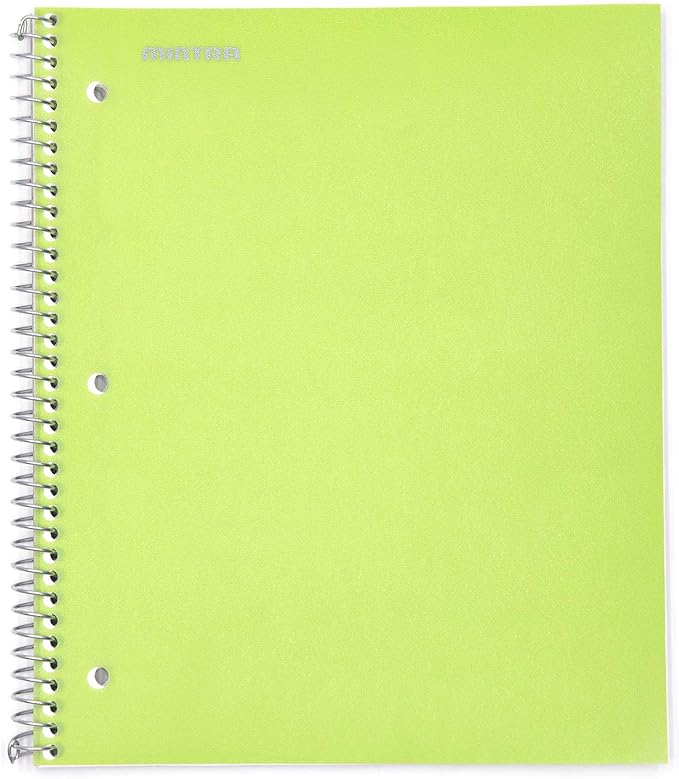 Mintra Office Durable Spiral Notebooks, 1 Subject, (Green, College Ruled 3 Pack), 100 Sheets, Poly Pocket, Moisture Resistant Cover, Strong Chipboard back, For School, Office, Business