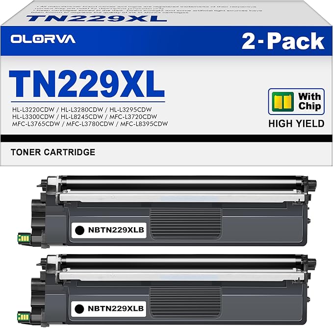 TN229XL TN229 Toner Compatible for Brother TN229XL Toner Cartridge Works for MFC-L3780CDW HL-L3280CDW HL-L3220CDW HL-L3295CDW MFC-L3720CDW, 2 Pack