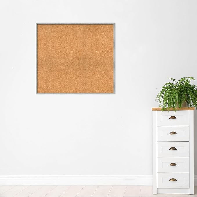Amanti Art Natural Cork Board for Wall, 37x41 Vision Board with White Frame, Oversize Corkboard Office Decor for Home Organization, Cottage Corkboard Pinboard to Display Items for Home Organization