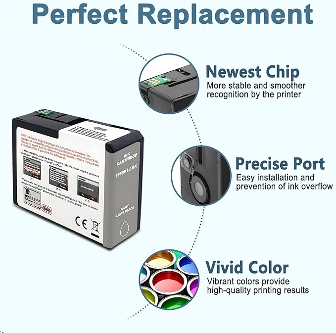 T850 Ink Cartridge T8509 T850900 Remanufactured Work for SureColor P800 (1-Pack, Light Light Black)