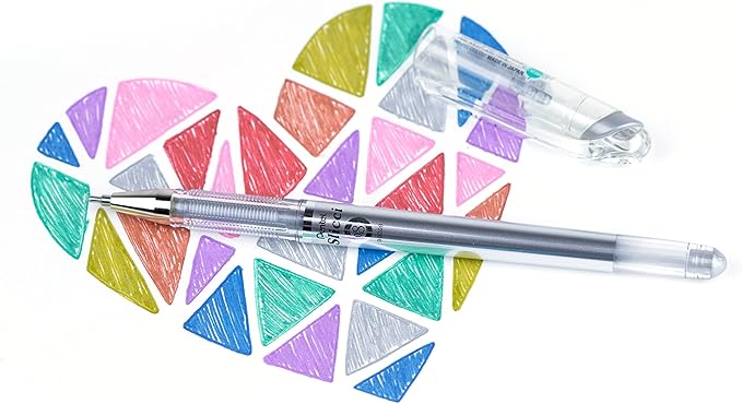 Pentel Arts Slicci 0.8mm Needle Tip, Medium Gel Pen, Silver Metallic Ink (BG208-Z), 12 Pack