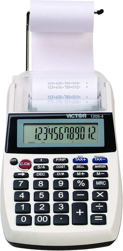 Victor 1205-4 12 Digit Portable Palm/Desktop Commercial Printing Calculator, 1.8" x 4" x 8"