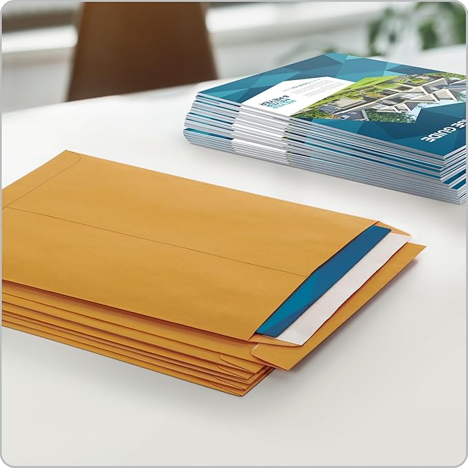 Columbian 10 x 13 Catalog Envelopes with Self Seal Closure, 28 lb Brown Kraft, for Mailing Flat Letter Size Documents or Photos, 100 Per Box (COLO335)