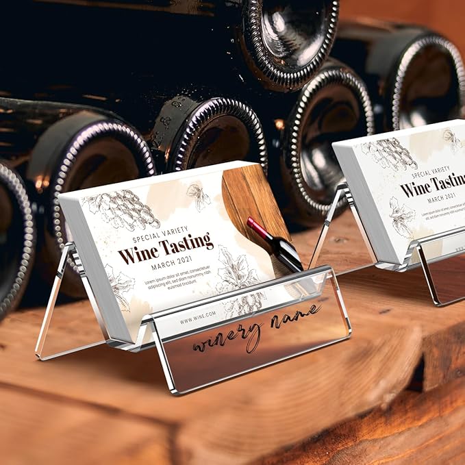 Acrylic Business Card Holder for Desk & Counter, Business Card Holder Display, Clear Business Card Stand, Business Cards Holder Stand, Desktop Plastic Name Card Organizer, 3 Pack