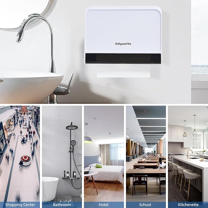 Paper Towel Dispenser Wall Mounted, Multifold Hand Towel Dispenser for Kitchen Bathroom Home Business, Trifold/C Fold/Z Fold Paper Towel Holder with Lock, Universal Paper, White