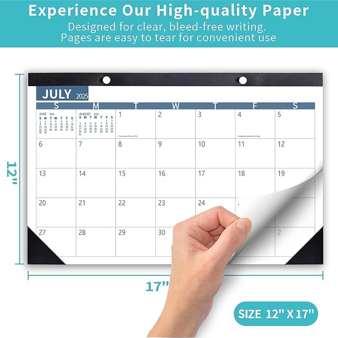Desk Calendar 2025 Wall Calendars, July 2025 - December 2026 Monthly Planner Paper Office Desktop 17"X 12", Months, Planning and Organizing Home, School, Office, Holiday, Vacation