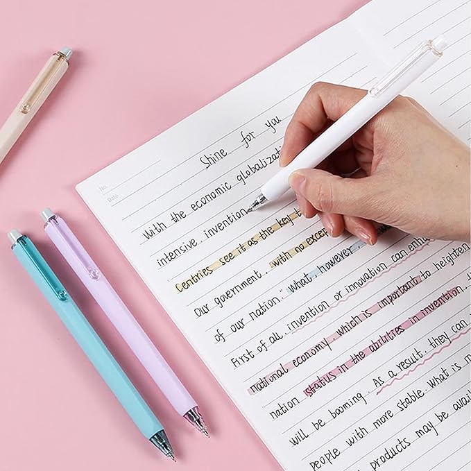 HeTaoCat Retractable Gel Pens, 6 Pastel Exterior Colors, 0.5mm Fine Point, Quick Drying, Writing Drawing, Black ink gel pens, Box of 6 Pens (6)