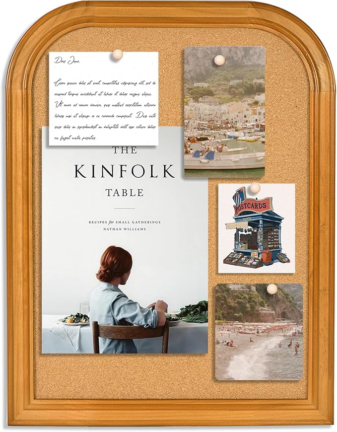 Cork Board for Walls, 17X13 inches Bulletin Board with Frame, Decorative Hanging Pin Board Vision Board Message Board for Office School Home Decor(2R&2S,4333,1p)