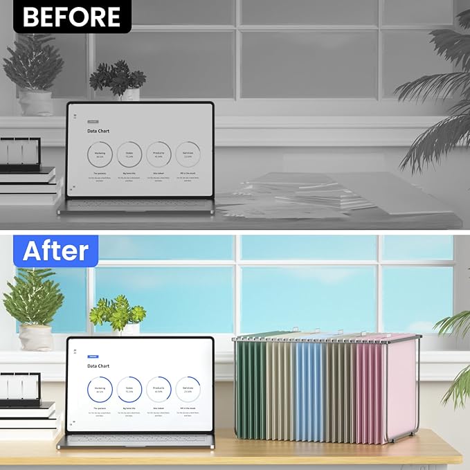 Hanging File Folders Letter Size, 25 Pack File Organizer Folders,1/5-Cut Tabs with Hanging File Folder Frame, Heavy Duty 1 Inch Expansion, Stay Organized for Your Home and Office Bulk File.