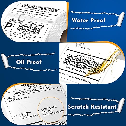 L LIKED 220 PCS 4"x 6" Direct Thermal Labels White Perforated Shipping Label, Compatible with DYMO 4XL 1744907,Zebra, Rollo, Jadens, Nelko, 220 Labels per Roll, 1 Roll