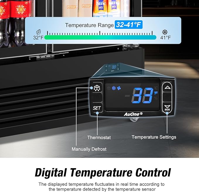 Commercial Beverage Refrigerator, 40 Inch 35 Cu.Ft. Commercial Drink Fridge, Display Refrigerator with Double Glass Door, Commercial Display Fridge with 8 Adjustable Shelves, for Shop,Restaurant,Bar