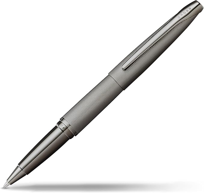 Cross ATX Refillable Rollerball Pen Presented in a Luxury Gift Box - Medium Point, Black Ink, Sandblasted Titanium Gray