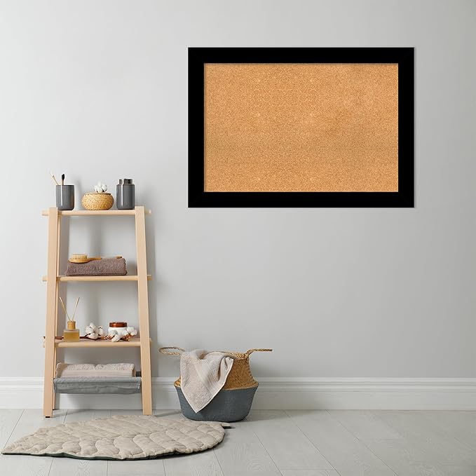 Amanti Art Natural Cork Board for Wall, 29x41 Vision Board with Black Wood Frame, Large Corkboard Office Decor for Home Organization, Casual Corkboard Pinboard to display items for home organization