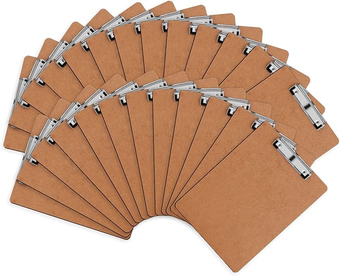 Clipboards, HERKKA 25 Pack Hardboard Office Clipboards Low Profile Clip Standard A4 Letter Size, ECO Friendly