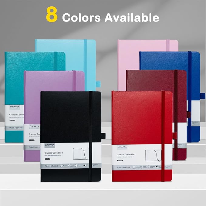 8 Pack Lined Journal Notebooks for Work, Travel, College, (A5 Size 100 GSM Thick Paper) - Classic Ruled, Hardcover Notepad for Writing 160 Pages, 5.5 x 8.3 inch - Multipack 8 Colors