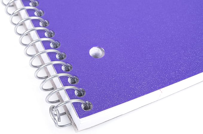Mintra Office Durable Spiral Notebooks, 1 Subject, (Purple, College Ruled 3 Pack), 100 Sheets, Poly Pocket, Moisture Resistant Cover, Strong Chipboard back, For School, Office, Business