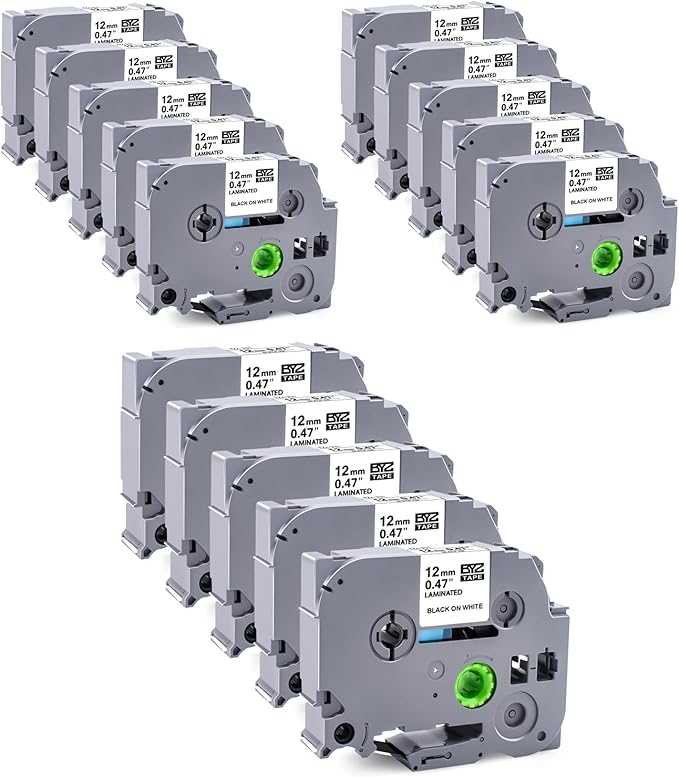 TITBIT 15Pack Compatible with Brother P Touch Refill Tape Cartridges Fit for Label Maker PT-D210 PT-H110 P Touch Cub,12mm 0.47 Laminated White TZ Tape TZe-231 TZE231,Black on White,for PTD410 PTD600