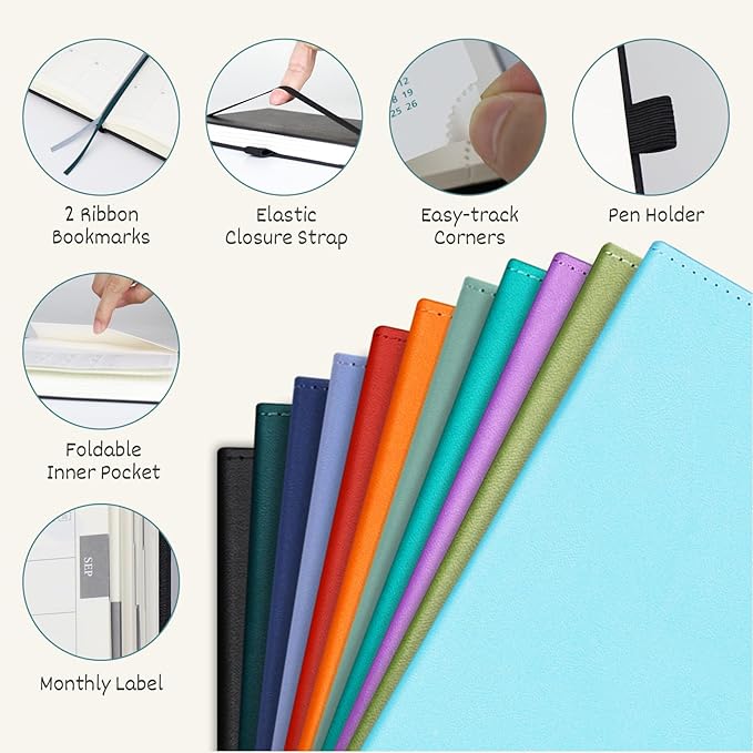 BEZEND Pocket Planner 2025-2026 Weekly and Monthly, 3.5" x 6" Academic Planner (Jul 25-Dec 26) 18-Month Mid-Year Calendar Book, Storage Pocket, Pen Holder, PU Leather Hardcover - Dark Green